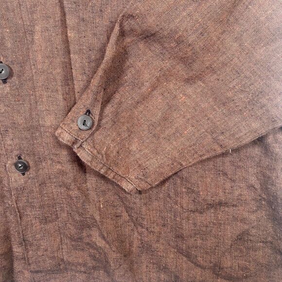 Flax by Angelheart 100% Linen Button Down Shirt – Brown, Size L - Picture 8 of 11